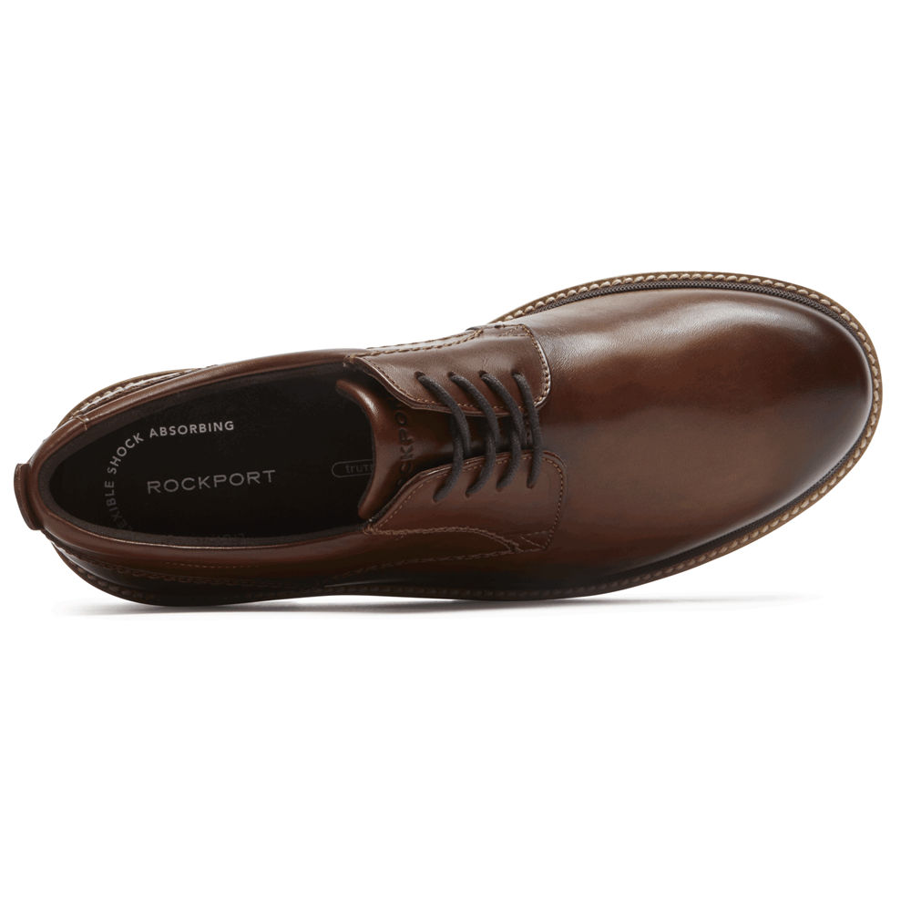 Rockport Singapore Mens Oxfords - Marshall Plain Toe Dark Brown - SW3476209